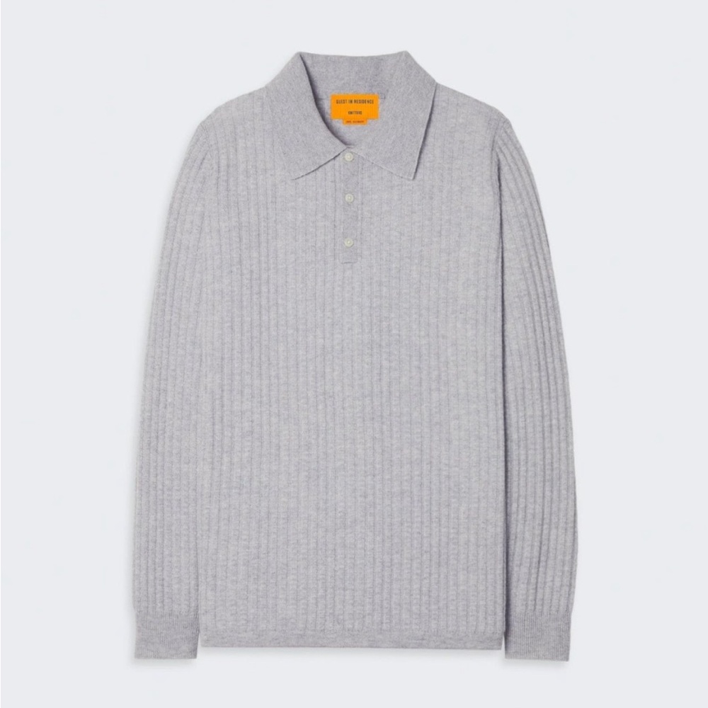 Guest in Residence Theo Waffle-Knit Cashmere Polo Shirt